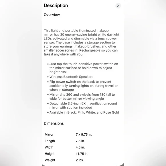 Touch XL Dimmable LED Vanity Mirror w/Bluetooth Speakers-Silver-4 Available💋🪩 - Picture 4 of 10